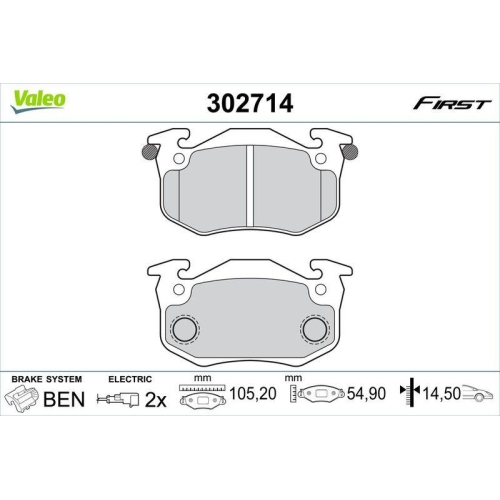 VALEO Bremsbelagsatz, Scheibenbremse FIRST 302714