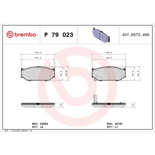 BREMBO Bremsbelagsatz, Scheibenbremse PRIME LINE P 79 023