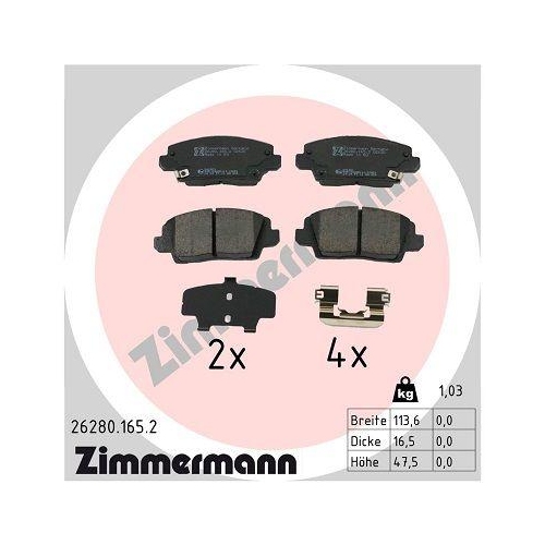 ZIMMERMANN Bremsbelagsatz, Scheibenbremse 26280.165.2
