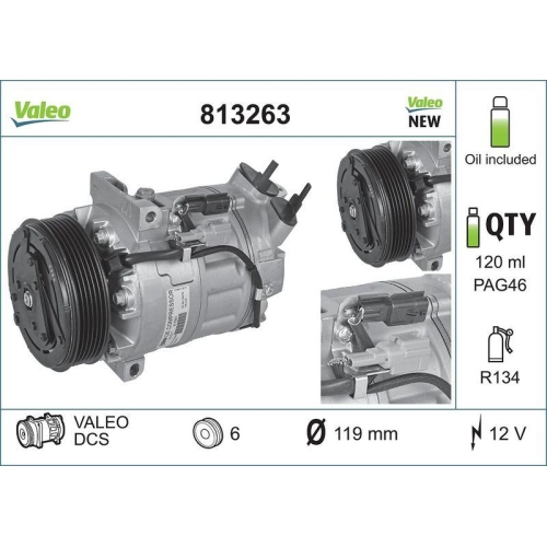 VALEO Kompressor, Klimaanlage VALEO ORIGINS - NEW O.E. TECHNOLOGIE 813263