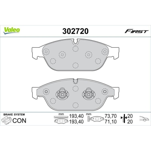 VALEO Bremsbelagsatz, Scheibenbremse FIRST 302720