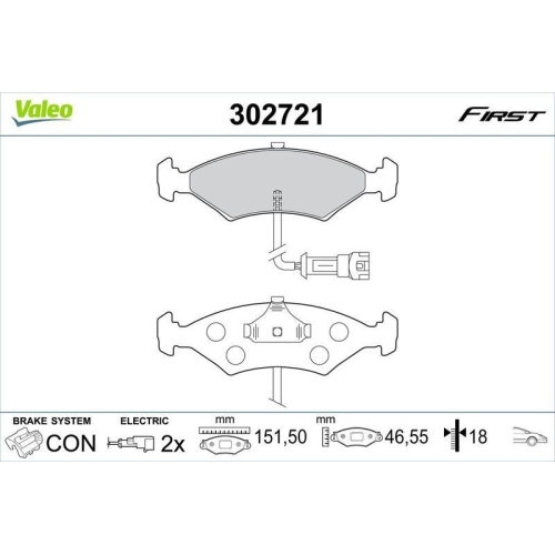 VALEO Bremsbelagsatz, Scheibenbremse FIRST 302721