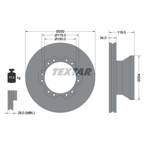 TEXTAR Bremsscheibe 93142600