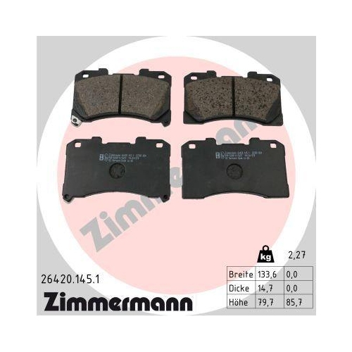 ZIMMERMANN Bremsbelagsatz, Scheibenbremse 26420.145.1