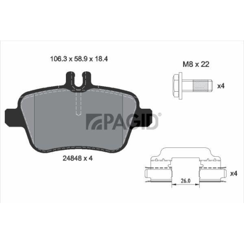 PAGID Bremsbelagsatz, Scheibenbremse T2514N