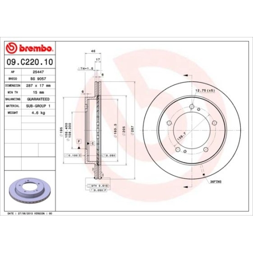 BREMBO Bremsscheibe PRIME LINE 09.C220.10