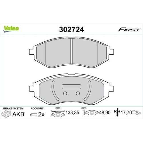 VALEO Bremsbelagsatz, Scheibenbremse FIRST 302724
