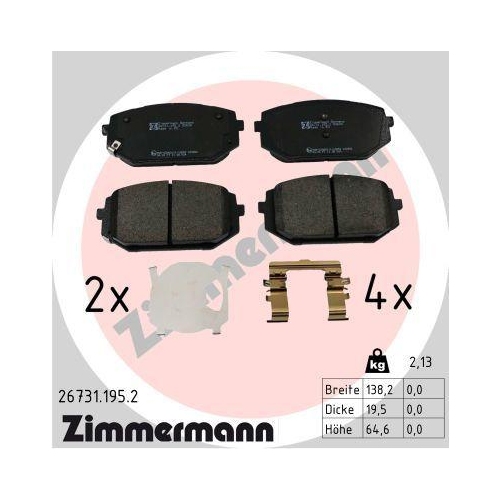 ZIMMERMANN Bremsbelagsatz, Scheibenbremse 26731.195.2