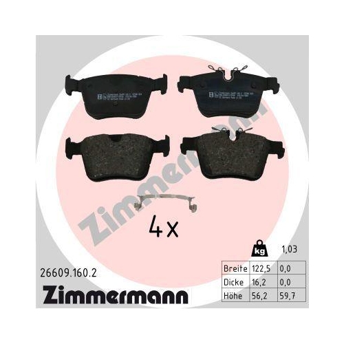 ZIMMERMANN Bremsbelagsatz, Scheibenbremse 26609.160.2