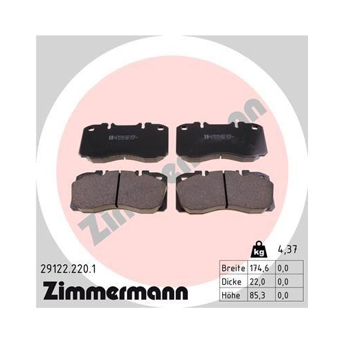 ZIMMERMANN Bremsbelagsatz, Scheibenbremse 29122.220.1