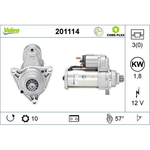 VALEO Starter VALEO CORE-FLEX 201114