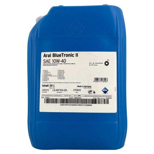 ARAL Motor&ouml;l Bluetronic II SAE 10W 40 - 20 Liter Kanister PKW VW 505.00 MB 229.3
