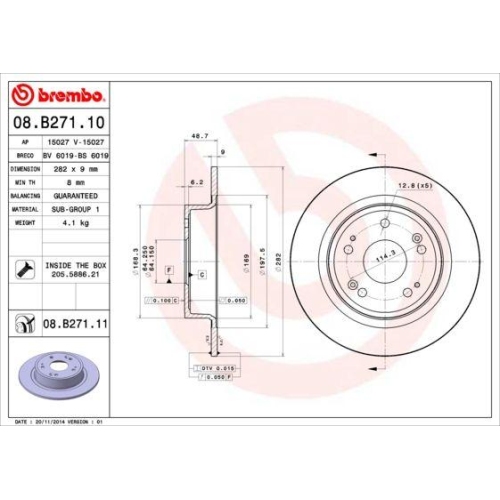 BREMBO Bremsscheibe PRIME LINE - UV Coated 08.B271.11
