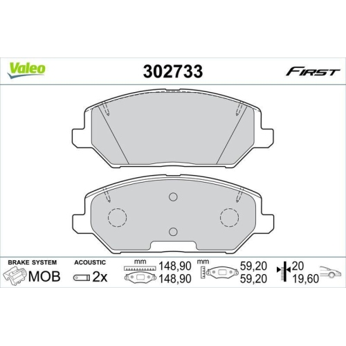 VALEO Bremsbelagsatz, Scheibenbremse FIRST 302733