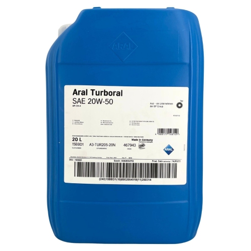 Aral Motor&ouml;l Motoren&ouml;l Turboral 20W-50 20 Liter Kanister 15BBD1