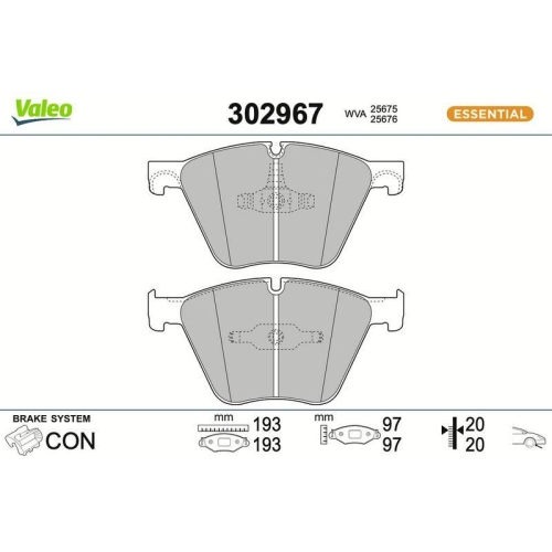 VALEO Bremsbelagsatz, Scheibenbremse ESSENTIAL 302967
