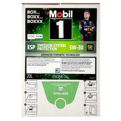 Motor&ouml;l MOBIL mit integriertem Zapfhahn, Bag-in-Box 5W30 ESP 20 Liter 157797