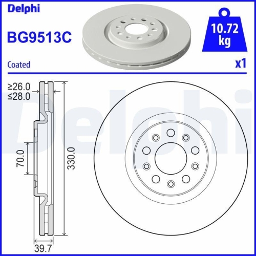 DELPHI Bremsscheibe BG9513C