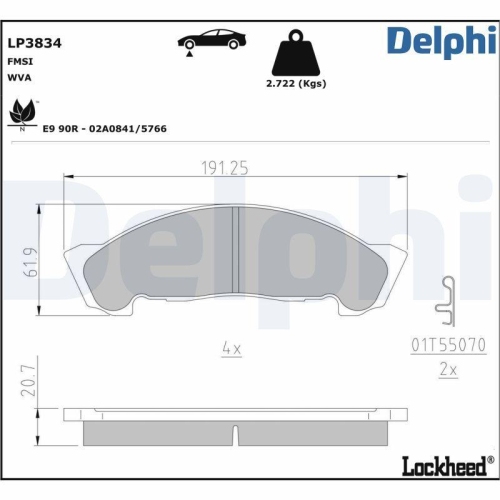 DELPHI Bremsbelagsatz, Scheibenbremse LP3834