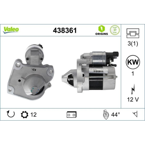 VALEO Starter VALEO ORIGINS STOP&START - NEW O.E. TECHNOLOGIE 438361