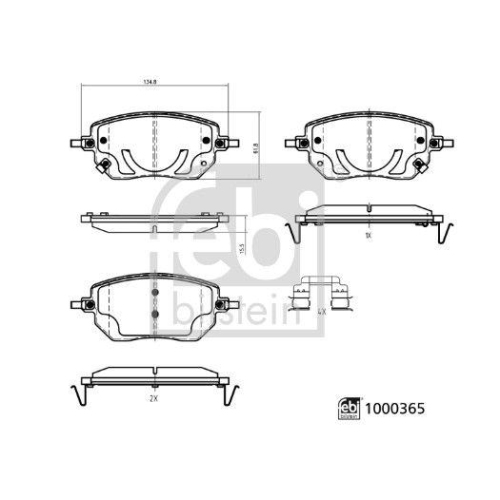 FEBI BILSTEIN Bremsbelagsatz, Scheibenbremse 1000365