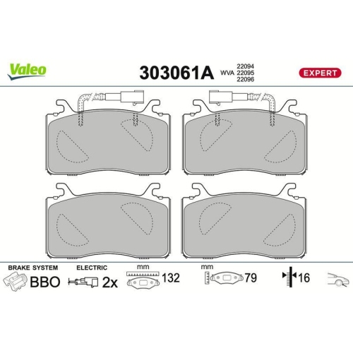 VALEO Bremsbelagsatz, Scheibenbremse EXPERT 303061A