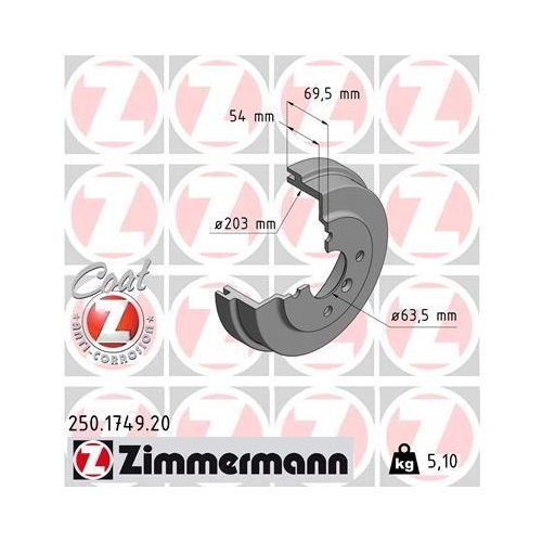 ZIMMERMANN Bremstrommel COAT Z 250.1749.20