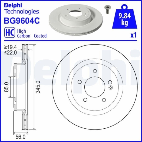 DELPHI Bremsscheibe BG9604C