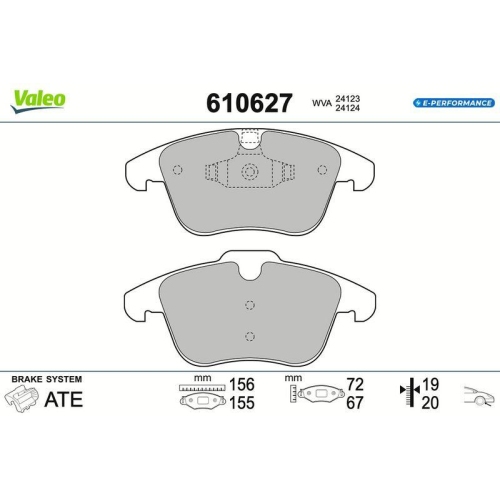 VALEO Bremsbelagsatz, Scheibenbremse E-PERFORMANCE 610627