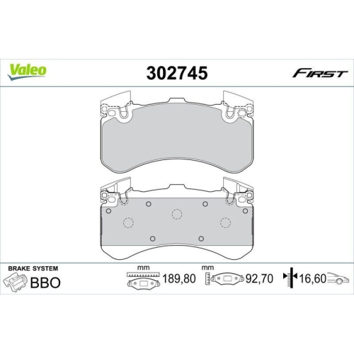 VALEO Bremsbelagsatz, Scheibenbremse FIRST 302745