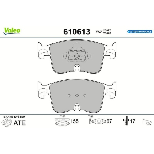 VALEO Bremsbelagsatz, Scheibenbremse E-PERFORMANCE 610613