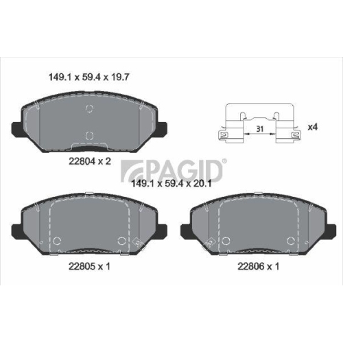 PAGID Bremsbelagsatz, Scheibenbremse T3158N