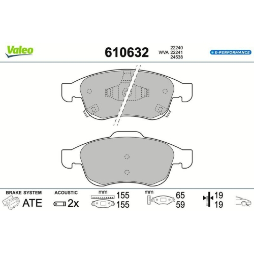 VALEO Bremsbelagsatz, Scheibenbremse E-PERFORMANCE 610632