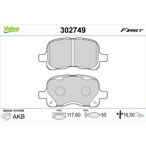 VALEO Bremsbelagsatz, Scheibenbremse FIRST 302749