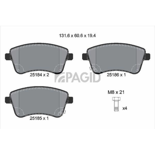 PAGID Bremsbelagsatz, Scheibenbremse T1973N