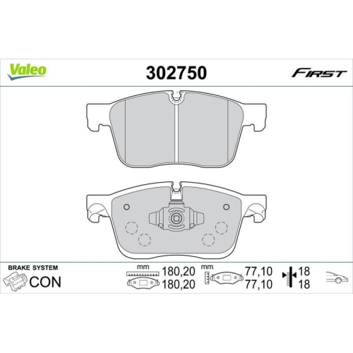 VALEO Bremsbelagsatz, Scheibenbremse FIRST 302750