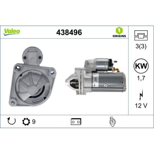 VALEO Starter VALEO ORIGINS - NEW O.E. TECHNOLOGIE 438496