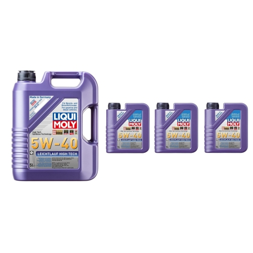 Liqui Moly Motoröl Motorenöl Leichtlauf High Tech, 5W-40, 8 Liter 3X3863+3864