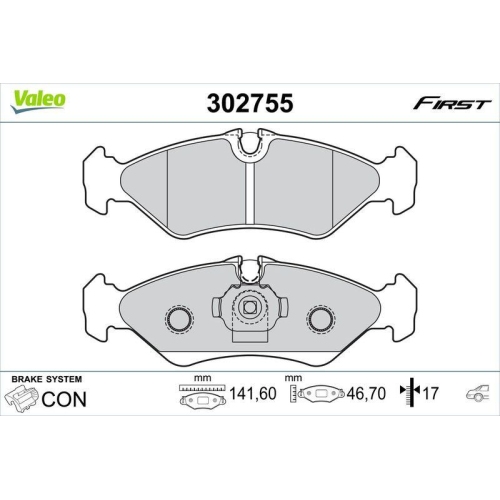 VALEO Bremsbelagsatz, Scheibenbremse FIRST 302755