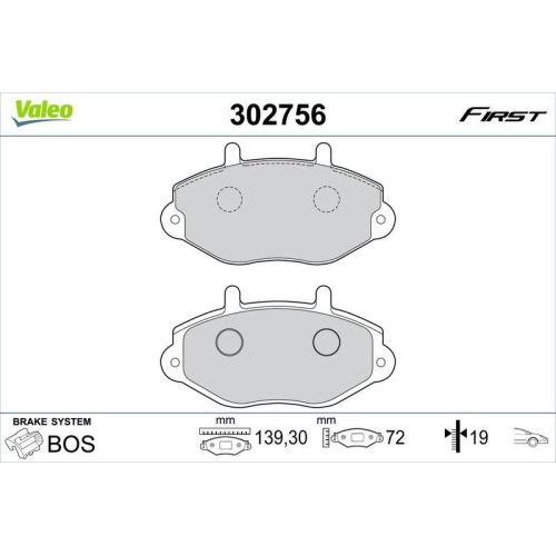 VALEO Bremsbelagsatz, Scheibenbremse FIRST 302756