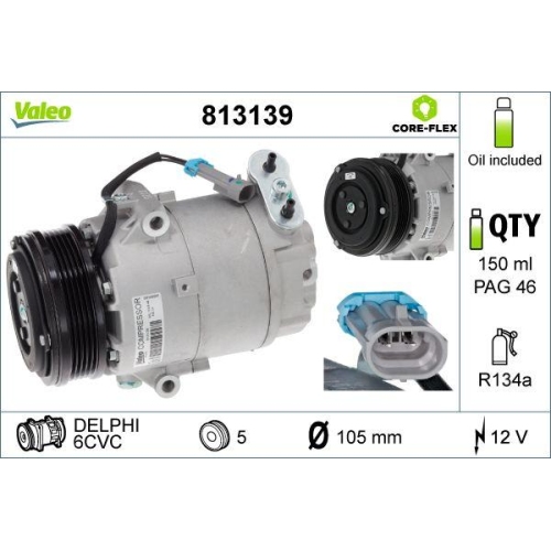 VALEO Kompressor, Klimaanlage VALEO CORE-FLEX 813139