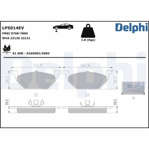 DELPHI Bremsbelagsatz, Scheibenbremse LP5014EV