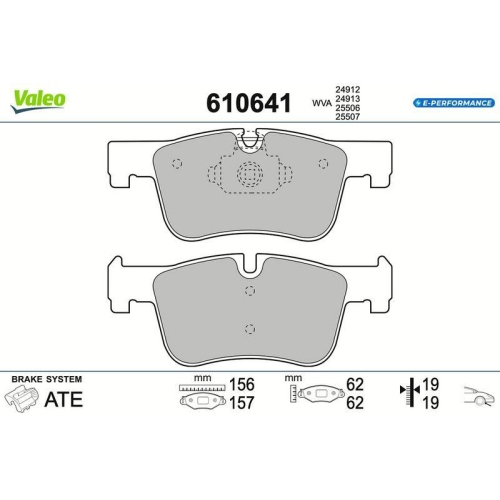 VALEO Bremsbelagsatz, Scheibenbremse E-PERFORMANCE 610641