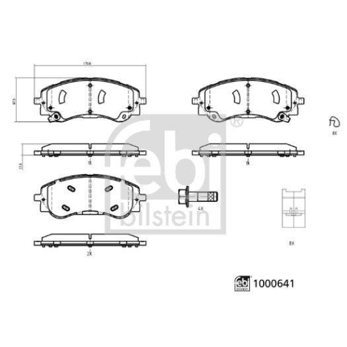 FEBI BILSTEIN Bremsbelagsatz, Scheibenbremse 1000641