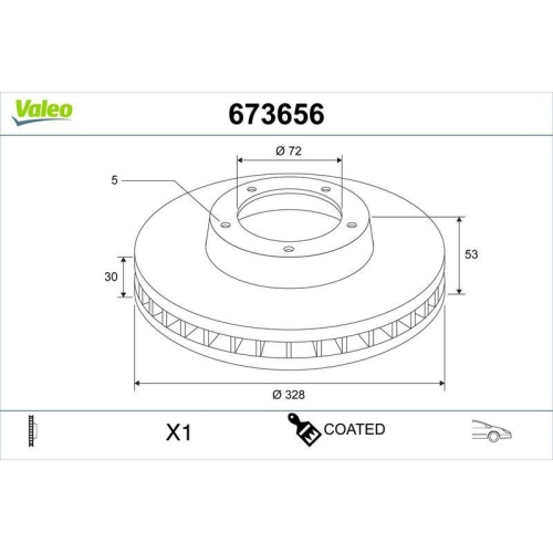 VALEO Bremsscheibe COATED 673656