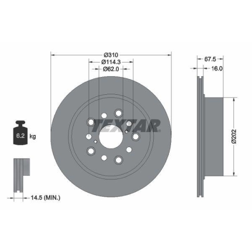 TEXTAR Bremsscheibe PRO 92185703