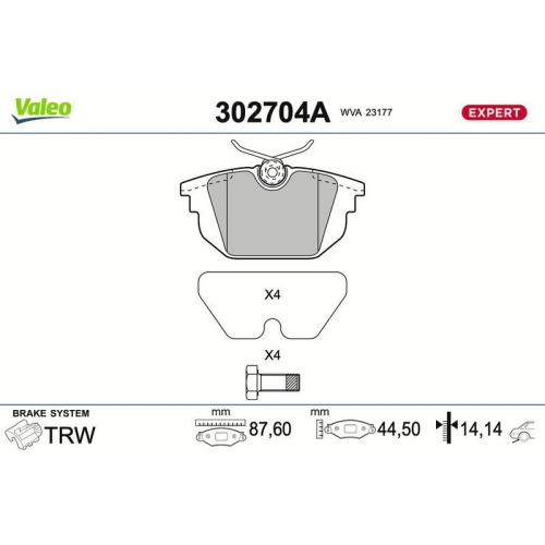 VALEO Bremsbelagsatz, Scheibenbremse EXPERT 302704A