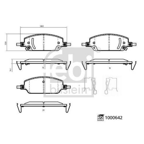 FEBI BILSTEIN Bremsbelagsatz, Scheibenbremse 1000642