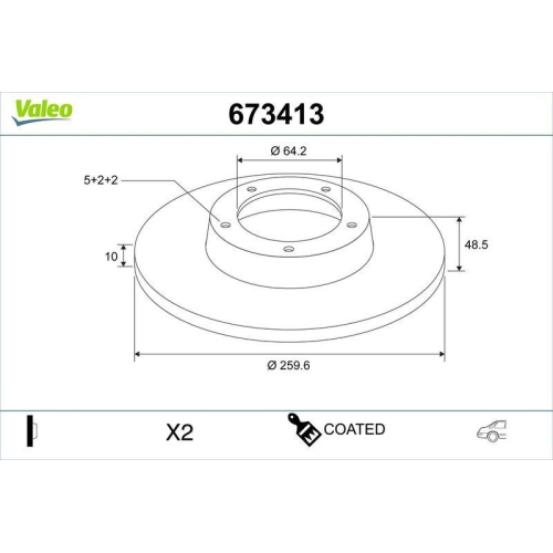 VALEO Bremsscheibe COATED 673413