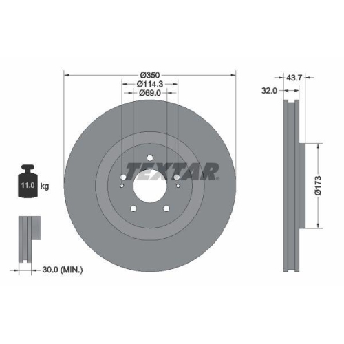 TEXTAR Bremsscheibe PRO 92271203
